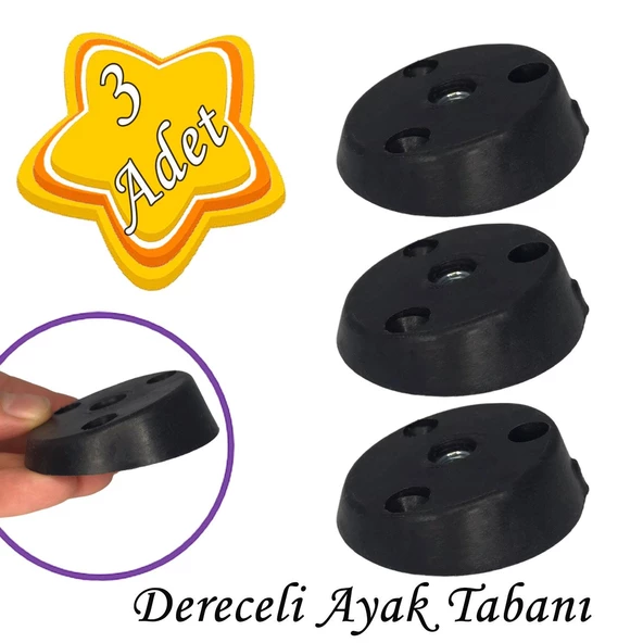 3 Adet Dereceli Ayak Tabanı Siyah Mobilya Masa Sehpa Ayağı Bağlantı Aparatı Açılı  Plastik ürün görseli 1