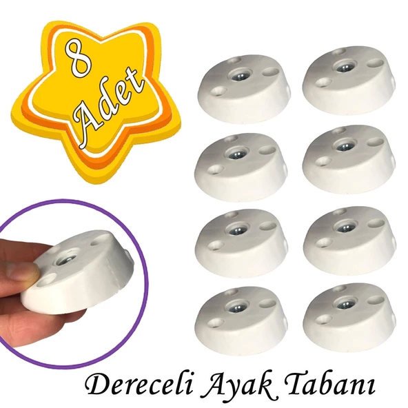 8 Adet Dereceli Ayak Tabanı Beyaz Mobilya Masa Sehpa Ayağı Bağlantı Aparatı Açılı  Plastik ürün görseli 1