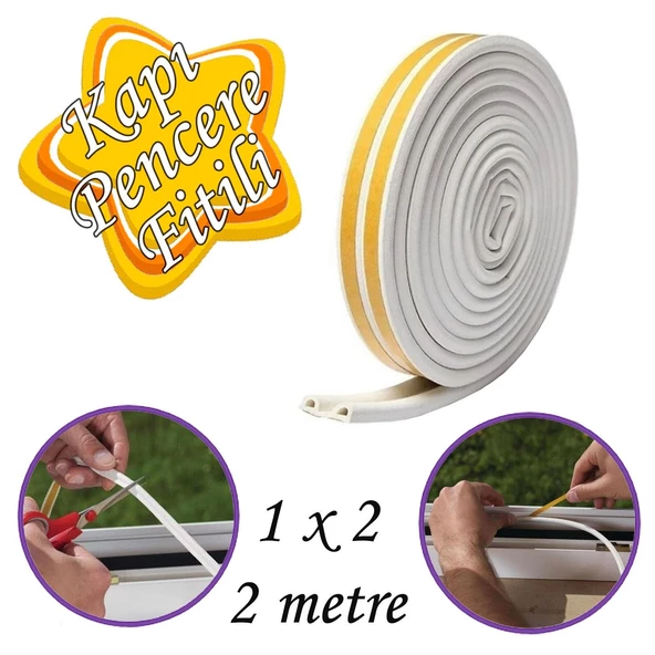 1x2=2 Metre Kapı Pencere Bandı Beyaz Fitili Yapışkanlı Soğuk Izolasyon Bant ürün görseli 1
