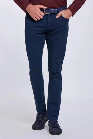 Erkek Lacivert Regular Fit Rahat Kesim 5 Cep Esnek Chino Pantolon ürün görseli 1