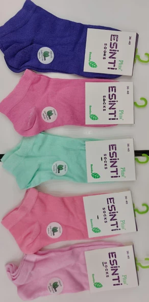 ESİNTİ BAYAN BAMBU PATİK PASTEL RENKLİ ÇORAP 6 ADET ürün görseli 1