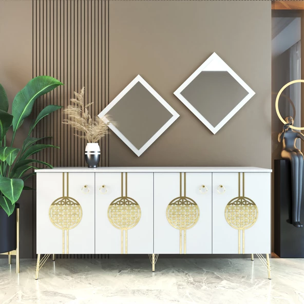 Elegant 171 Beyaz-Gold Konsol - Resim 2