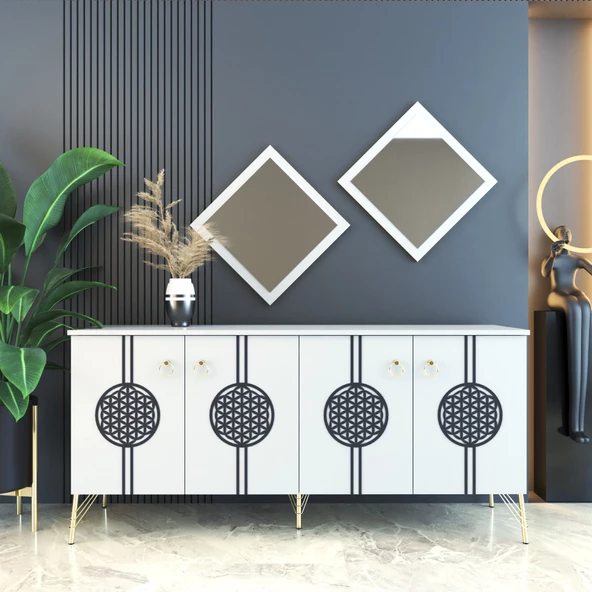 Elegant 171 Beyaz-Gold Konsol - Resim 6