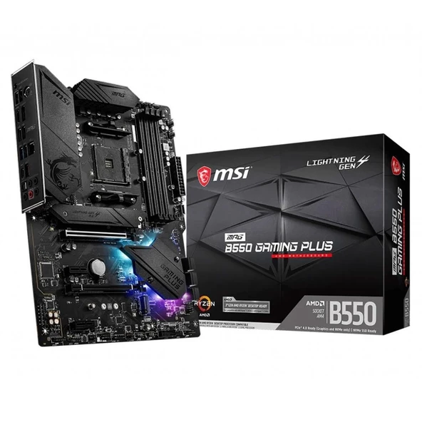 MSI MPG B550 GAMING PLUS Amd B550 Soket AM4 DDR4 4400MHz (O.C) M.2 ATX Anakart ürün görseli 1