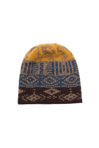 Peraluna HARMONY BEANIE Etnik Desen Kadın Triko Bere - Multi - Resim 4