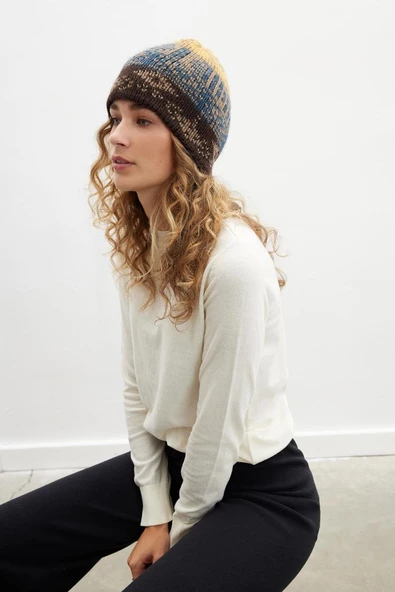 Peraluna HARMONY BEANIE Etnik Desen Kadın Triko Bere - Multi - Resim 2