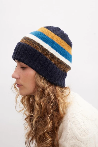 Peraluna MELODY BEANIE Çizgili Bere Triko Şapka - Multi - Resim 3