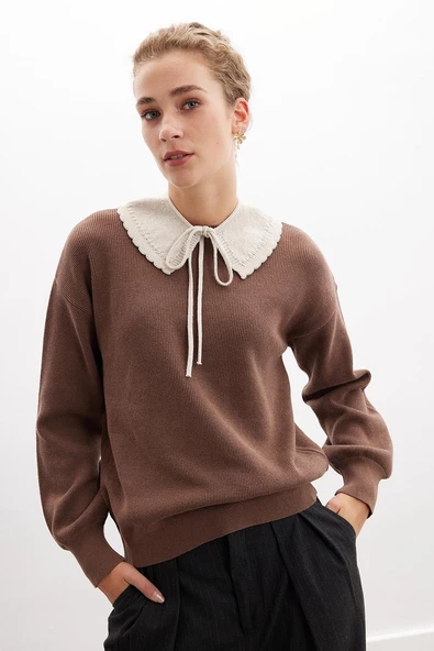 Peraluna AYLA KNIT COLLAR Kadın Triko Yakalık - Ekru ürün görseli 1