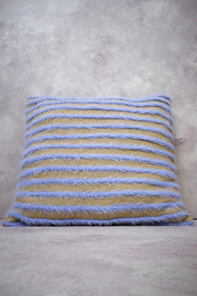 Peraluna LUXURY PILLOW Simli Çizgili Triko Yastık Kılıfı 45X45 CM - Açık Lila/Gold ürün görseli 1