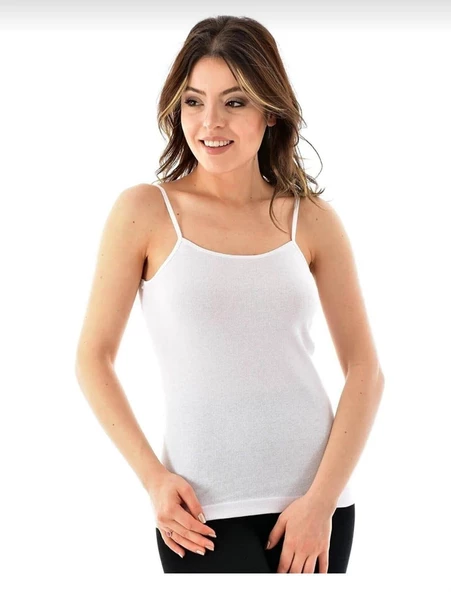 SEHER YILDIZI 0061 BAYAN RİBANA İP ASKILI ATLET 6 ADET   BEYAZ 2XL ürün görseli 1