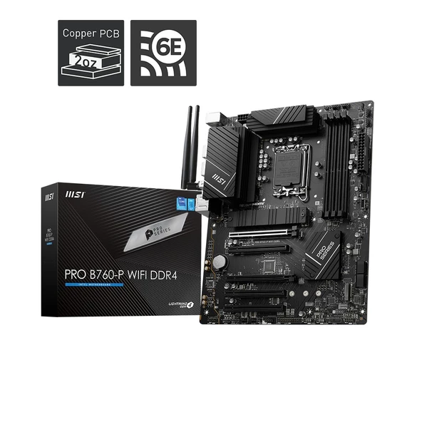 MSI PRO B760-P WIFI DDR4 Soket 1700 5333Mhz (OC) mATX Anakart ürün görseli 1