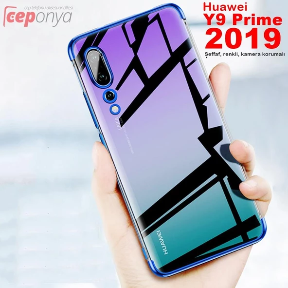 Huawei Y9 Prime 2019 Kılıf İnce Köşeleri Renkli Şeffaf Silikon ürün görseli 1