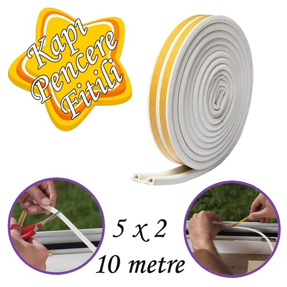 5x2=10 Metre Kapı Pencere Bandı Beyaz Fitili Yapışkanlı Soğuk Izolasyon Bant ürün görseli 1