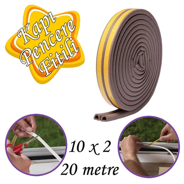 10x2=20 Metre Kapı Pencere Bandı Kahverengi Fitili Yapışkanlı Soğuk Izolasyon Bant ürün görseli 1