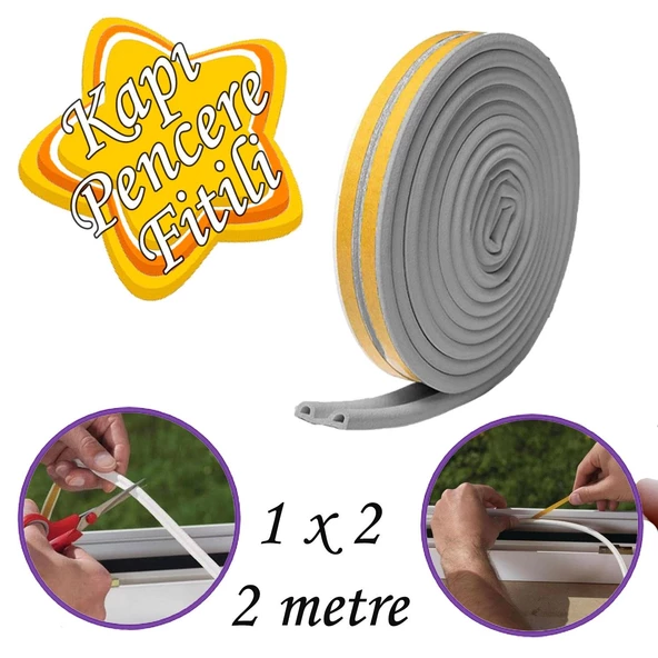 1x2=2 Metre Kapı Pencere Bandı Gri Fitili Yapışkanlı Soğuk Izolasyon Bant ürün görseli 1