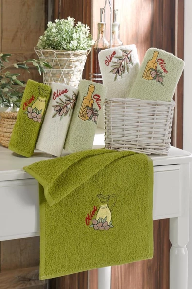 Bonny Home Nakışlı Olive Desenli 100 Pamuklu 6lı Mutfak El Havlusu Kurulama Havlusu 30 x 50 ürün görseli 1