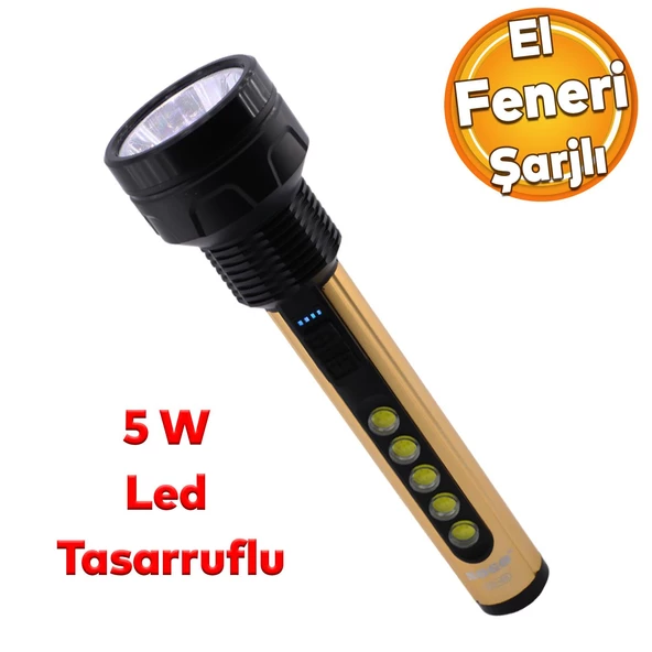 El Feneri Şarjlı Led Işıldak Kamp Lambası 1800 Mah Gece Aydınlatma 5 W 3 W Beyaz Işık ürün görseli 1