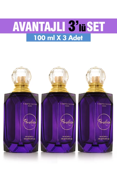 3'Lü Set Alberto Taccini  PANDORA Kadın Parfümü -100 ml ürün görseli 1