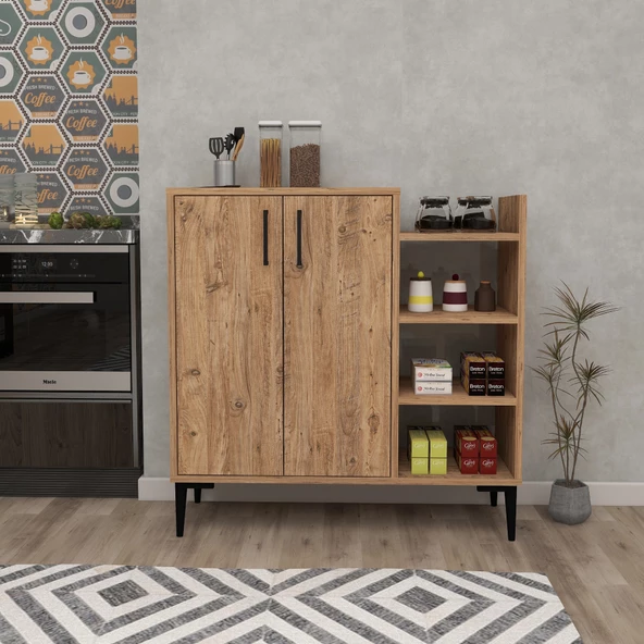 Arnetti Leskar Atlantik Çam Modern Saklama Mutfak Banyo Dolabı - 6 Raflı, Kapaklı, Geniş Hacimli ürün görseli 1