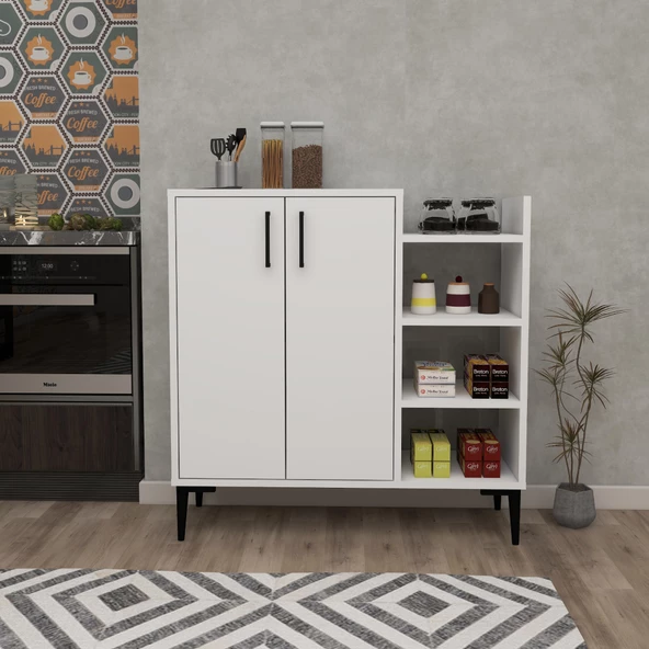 Arnetti Leskar Beyaz Modern Saklama Mutfak Banyo Dolabı - 6 Raflı, Kapaklı, Geniş Hacimli ürün görseli 1