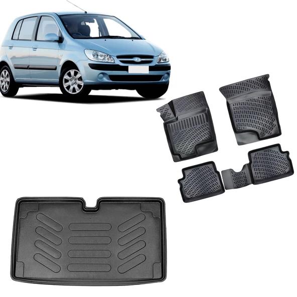 Hyundai Getz  2002-2011 Rizline 3D Havuzlu Paspas ve Bagaj Havuzu Set ürün görseli 1