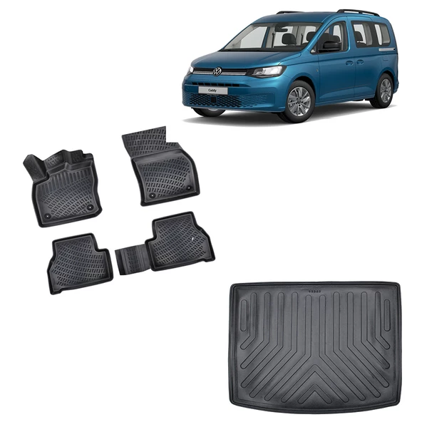 Volkswagen Caddy 2021 ve Sonrası 3D Havuzlu Paspas ve Bagaj Havuzu Set ürün görseli 1
