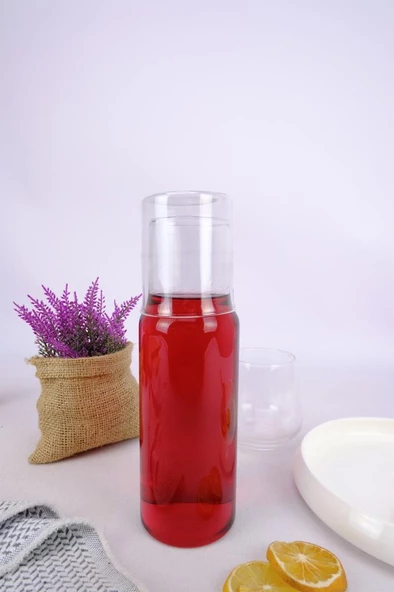 Digithome Cam Kapaklı Başucu Su ve Meşrubat Sürahisi Karaf Şişe 600 Ml – H2O75975 C1-1-18 ürün görseli 1