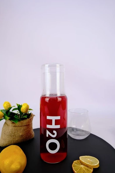 Digithome H2O Cam Kapaklı Başucu Su ve Meşrubat Sürahisi Karaf Şişe 600 Ml Beyaz – H2O75760 C1-1-18 ürün görseli 1