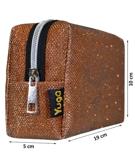 Yuga Makyaj Çantası Simli Bronz - Resim 3