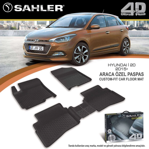 Sahler Hyundai  İ20  2015-2020  4.5D Havuzlu Paspas Siyah ürün görseli 1