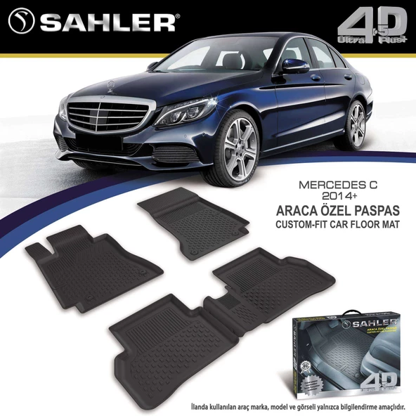 Sahler Mercedes C Seri W205 2014-2021  4.5D Havuzlu Paspas Siyah ürün görseli 1