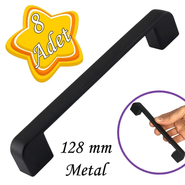 8 Adet Oval Marmara Kulp 128 mm Siyah Mutfak Kulpu Çekmece Dolap Kapak Kulbu Metal  Mobilya Dolabı ürün görseli 1