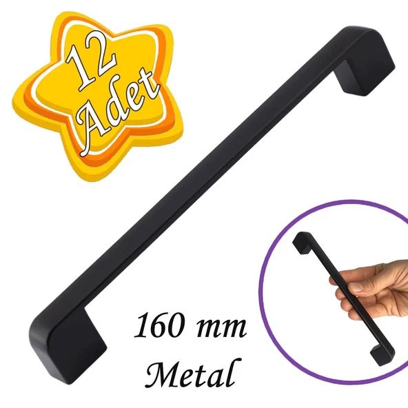 12 Adet Oval Marmara Kulp 160 mm Siyah Mutfak Kulpu Çekmece Dolap Kapak Kulbu Metal  Mobilya Dolabı ürün görseli 1