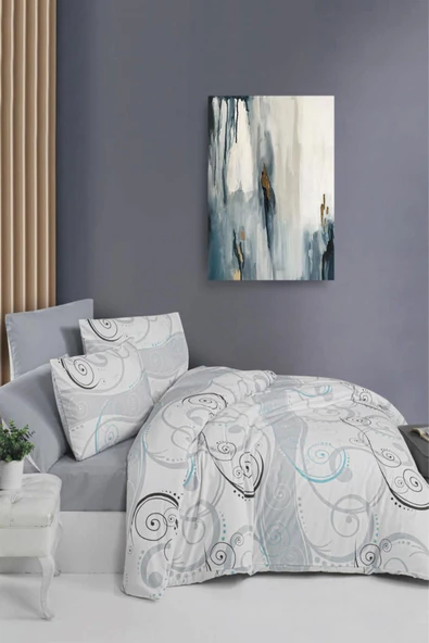 %100 Pamuklu Tek Kişilik Desenli Ranforce Kumaş Nevresim Seti - 160x220 cm - ürün görseli 1