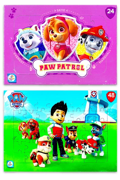 Paw Patrol Ryder ve Arkadaşları 2 li Puzzle Yapboz Set (24+48parça) ürün görseli 1