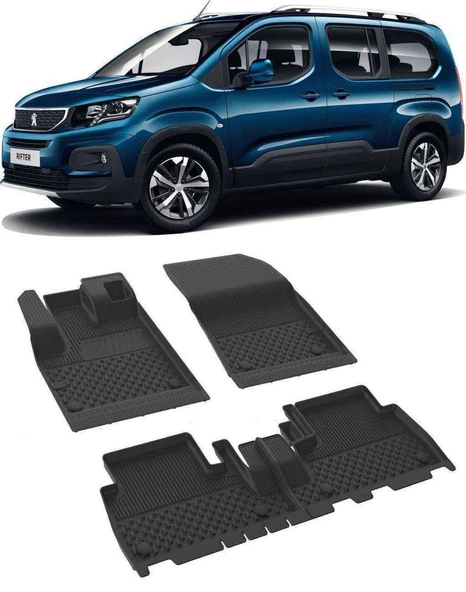 Sahler Peugeot Rifter 2019-2022  4.5D Havuzlu Paspas Siyah ürün görseli 1