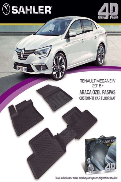 Sahler Renault Megane 4  2016 ve Sonrası 4.5D Havuzlu Paspas Siyah ürün görseli 1