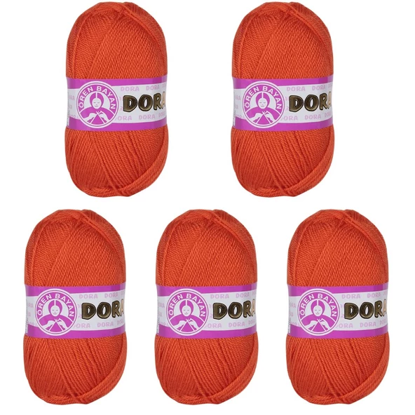 Ören Bayan Dora Örgü İpi - Turuncu - 5'Li Paket - ( Renk Kodu : 031 ) ürün görseli 1