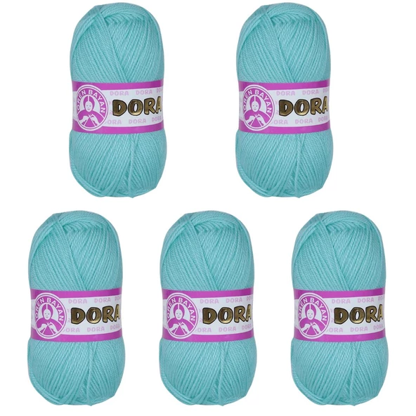 Ören Bayan Dora Örgü İpi - Su Yeşili - 5'Li Paket - ( Renk Kodu : 022) ürün görseli 1