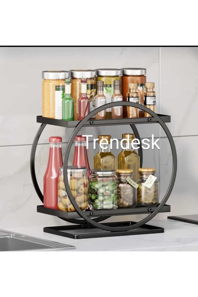 TRENDESK Servis Sunum Ikramlık Siyah Büyük Lüks 2 Katlı  Organizer Mutfak Düzenleyici Pasta Standı ürün görseli 1