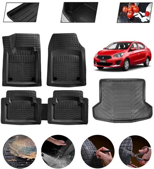 Mitsubishi Attrage Sedan 2014 Sonrası Uyumlu Paspas Araca Özel Bagaj Havuzu MBS Siyah ürün görseli 1
