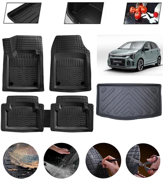 Kia Picanto Uyumlu Paspas Araca Özel Bagaj Havuzu MBS Siyah ürün görseli 1