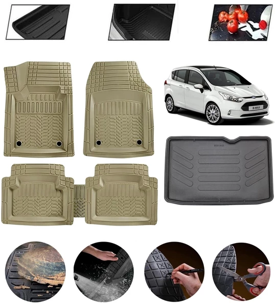 Ford B-Max Uyumlu Paspas Araca Özel Bagaj Havuzu MBS Bej ürün görseli 1