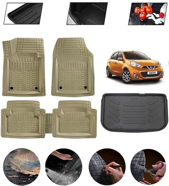 Nissan Micra 2010-2015 Uyumlu Paspas Araca Özel Bagaj Havuzu MBS Bej ürün görseli 1
