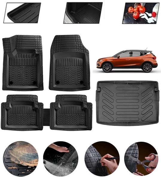 Seat Arona Ust Uyumlu Paspas Araca Özel Bagaj Havuzu MBS Siyah ürün görseli 1