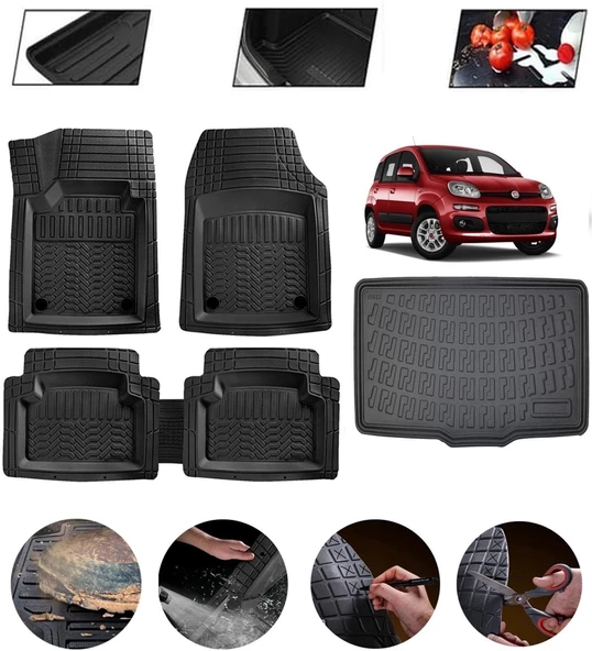 Fiat Panda Uyumlu Paspas Araca Özel Bagaj Havuzu MBS Siyah ürün görseli 1