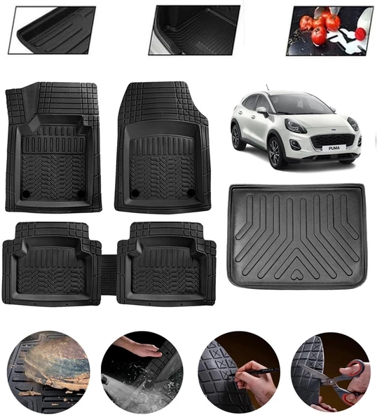 Ford Puma 2019-2025 Ust Uyumlu Paspas Araca Özel Bagaj Havuzu MBS Siyah ürün görseli 1