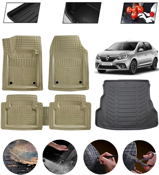 Renault Symbol 2008-2012 Uyumlu Paspas Araca Özel Bagaj Havuzu MBS Bej ürün görseli 1