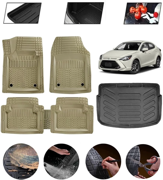 Toyota Yaris 2013-2020 Uyumlu Paspas Araca Özel Bagaj Havuzu MBS Bej ürün görseli 1