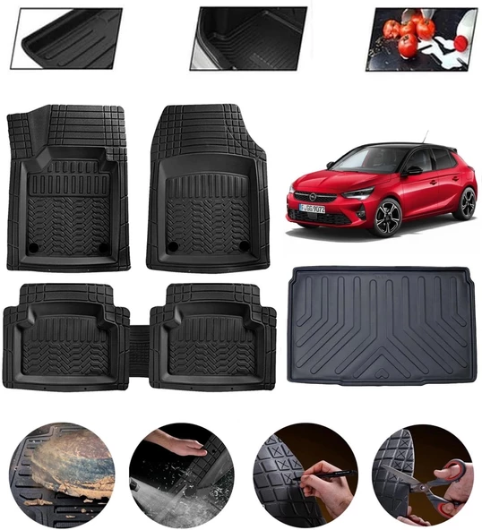 Opel Corsa F 2019-2025 Uyumlu Paspas Araca Özel Bagaj Havuzu MBS Siyah ürün görseli 1